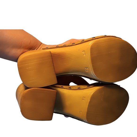 Avellini Made in Italy mules open toe block heel suede brown women clog mules 8 - Picture 2 of 9